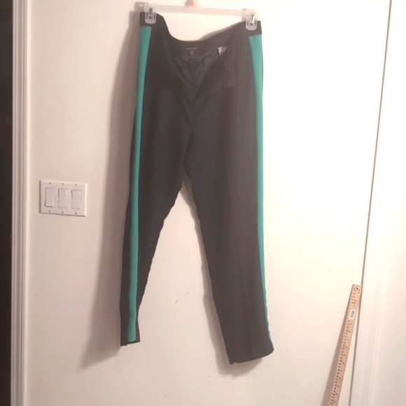 Banana Republic Avery Black with green trim Trousers Size 14Long - Picture 4 of 12